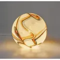 Produktbild: formano Tischleuchte LUXOR Kugellampe Glas Marmor Design 24 cm Tischlampe aus weißem Glas, Ohne Leuchtmittel