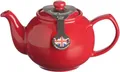 Produktbild: Price & Kensington Englische Teekanne mit Siebeinsatz für 6 Tassen, aus hochwertigem Steingut, mit Glanzglasur, rot, mikrowellen- und spülmaschinenfest, Vintage Teebereiter mit Sieb