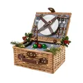 Produktbild: eGenuss Weidengeflecht Picknickkorb für 2 Personen mit Kühlfach & Zubehör – Picknick Set mit Besteck, Porzellanteller, Weingläser – für Camping, Hochzeit & Geschenkidee – BLAU