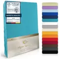 Produktbild: MOON Heimtextilien Spannbettlaken MOON-Luxury Spannbettlaken Jersey Stretch 230g/m2, 97% Mako-Baumwolle 3% Elastan blau 140 cm x 200 cm
