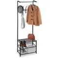 Produktbild: Relaxdays Garderobenständer, Schwarz, Metall, 61x183x34 cm, Garderobe, Garderobenständer