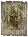 Produktbild: ARTLAND Wanddeko Wanduhr ohne Tickgeräusche aus Holz Quarzuhr 30x40 cm Rechteckig Lautlos Natur Tiere Hirsch Wald Landschaft Originell Nordisch T5YP