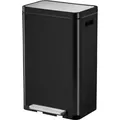 Produktbild: Stilvoller rechteckiger Treteimer mit extra breitem Pedal & gedämpften Stay-Open-Deckel | 30 Liter, HxBxT 63,7x36,2x29,7cm | Schwarz, Deckel Edels... - Schwarz/Silber