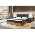 Produktbild: MEBLINI Boxspringbett mit Bettkasten - Gepolstert Doppelbett mit Matratze und Topper - Polsterbett mit Stauraum - Bett mit Kopfteil - Stauraumbett ... - Schwarz
