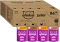 Produktbild: Whiskas Junior Katzennassfutter Geflügel Auswahl in Gelee, 84 Portionsbeutel, 84x85g (1 Großpackung) – Hochwertiges Katzenfutter nass, für heranwachsende Katzen von 2 bis 12 Monaten