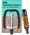 Produktbild: AARON City Fahrradpedale mit rutschfestem Gummi Grip und abgedichtetem Industrie-Kugellager, Trekkingpedale mit Reflektoren für E-Bike, Trekking Bike, City Bike, Silber/Schwarz