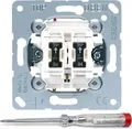 Produktbild: JUNG Doppel-Taster 535U5 | Unterputz | 2 Schließer | beleuchtet | 10AX 250V | glänzend | IP20 | halogenfrei
