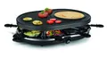 Produktbild: Expo Börse Raclette Raclette Tischgrill für 8 Personen Partyraclette mit Crêpesmaker, 8 Raclettepfännchen, 1200 W, Anti-Haft Pfännchen und Grillfläche, ovale Form