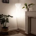 Produktbild: Led Standleuchte Standlampe Nickel matt Deckenfluter Schirmleuchte, Wohnzimmer Schlafzimmer Flur Diele