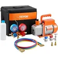 Produktbild: VEVOR 3,5 CFM AC-Vakuumpumpe & Manometer-Set, einstufige Drehschieber-HVAC-Luftvakuumpumpe, A/C-Kältemittelverteiler-Manometer-Kit, für Kältemittel R134a, R12, R22, R502a, R410A, R404, R407C