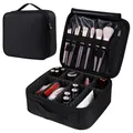 Produktbild: igadgitz home U7282 Reise-Make-up-Tasche, Reise-Make-up-Tasche, tragbarer Kosmetikkoffer, Make-up-Schminkkoffer mit verstellbaren Trennwänden und Griff, Schwarz