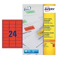 Produktbild: Avery Coloured Labels Laser 24 per Sheet 63.5x33.9mm Red Ref L6034-20 [480 Labels]