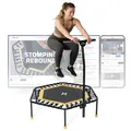 Produktbild: SportPlus Fitness Trampolin Indoor für Zuhause, Trampolin mit Haltestange höhenverstellbar, Gummiseilfederung, Workout & Cardiotraining, Premium-Qualität Designed in Germany 130kg