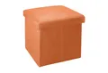 Produktbild: Intirilife Sitzhocker (Sitzwürfel mit Stauraum 38x38x38 cm in MANDARINEN ORANGE - Fußablage), Faltbarer Sitzhocker - aus Stoff in Leinen Optik - Aufbewahrungsbox