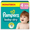 Produktbild: Pampers Windeln baby-dry Monatsbox Größe Gr.4 (9-14 kg) für Babys und Kleinkinder, 204 St.