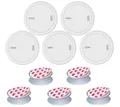 Produktbild: ABUS Rauchmelder Prefira 5 - Set mit 5 Rauchwarnmeldern zur Klebemontage - austauschbare 5-Jahres-Batterien, große Prüftaste und Fehlalarm-Reduzierung - 5er Pack inklusive Klebepad mit Magnet