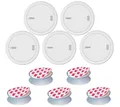 Produktbild: ABUS Rauchmelder PREFIRA 5 - Fehlalarm-Reduzierung - 5er Set + Magnetpads Rauchmelder (zertifizierter Rauchwarnmelder mit austauschbaren 5-Jahres-Batterien)
