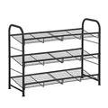 Produktbild: SONGMICS Schuhregal mit 3 Ablagen, stapelbarer Schuh-Organizer, für bis zu 12 Paar Schuhe, aus Stahl, 68,5 x 27,5 x 49,5 cm, für High Heels, Turnschuhe, Hausschuhe, schwarz LMR066B01