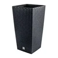 Produktbild: Prosperplast Blumentopf in Rattan-Optik Pflanzkübel mit Einsatz | 26,5 x 26,5 x 50 cm | anthrazit | wetterfest & UV-beständig | aus robustem Kunststoff | für Innen- und Außenbereich