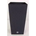 Produktbild: Polyrattan-Pflanztopf mit Einsatz Rattanoptik 26x50,5x26cm Übertopf Blumen grau