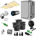 Produktbild: Canna4Home GrowBox Komplettset 100 x 100 x 200 cm grau Anbau Set Gewächshaus mit dimmbarer LED Vollspektrum Grow-Lampe, mit Abluftset, Pflanztöpfe