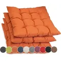 Produktbild: sunnypillow Stuhlkissen 4er Set Stuhlkissen mit Bändern Ontario, Orange orange 45x45cm