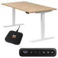 Produktbild: boho office® höhenverstellbarer Schreibtisch 120 x 80 cm - Elektrisch stufenlos, 2 Motoren, 3-Fach Teleskop, Memoryfunktion, inkl. Wireless Charger - Homedesk Weiß inkl. Tischplatte in Wildeiche