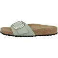 Produktbild: Birkenstock Madrid Big Buckle Nubukleder schmal Damen Pantolette Hausschuhe, Sandaletten, Mules, Pantoffeln, Slipper grau 39 EU