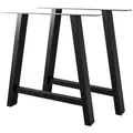 Produktbild: MetaloPro Tischbeine Thusia Lite A – 2x Schwarze Metall-Tischbeine in Trapezform A Für Modern Minimalistische Ess-, Arbeits- und Konferenztische... - Schwarz