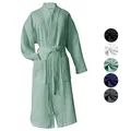 Produktbild: heimtexland ® Bademantel Waffelpique Reisebademantel Saunamantel 100% Baumwolle Oekotex leicht schnelltrocknend hautfreundlich für Damen und Herren Typ881 Mint XL