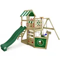Produktbild: WICKEY Spielturm Klettergerüst SeaFlyer mit Schaukel & grüner Rutsche, Outdoor Kinder Kletterturm mit Sandkasten, Leiter & Spiel-Zubehör für den Garten