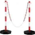 Produktbild: Wiltec Mobile Parkplatz Absperrung 80 X 28 X 28 Cm, Sperrpfosten Mit 1,4 M Langer Kette, Rot-weiße Absperrpfosten, Poller Für Parkplatz Sperren