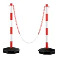 Produktbild: Wiltec mobile Parkplatz Absperrung 80 x 28 x 28 cm, Sperrpfosten mit 1,4 m langer Kette, rot-weiße Absperrpfosten, Poller für Parkplatz sperren