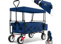 Produktbild: KESSER® Bollerwagen faltbar mit Dach Handwagen Transportkarre Gerätewagen inkl. 2 Netztaschen und Einer Außentasche klappbar Vollgummi-Reifen bis 100 kg Tragkraft Mit Vorderrad-Bremse