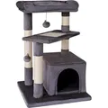 Produktbild: lionto Katzenkratzbaum 75 cm mit Höhle, Liegebett & Sisalfläche, kompakt & stabil, ideal für Spiel, Ruhe & Krallenpflege, dunkelgrau - Dunkelgrau