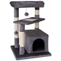 Produktbild: lionto Katzenkratzbaum 75 cm mit Höhle, Liegebett & Sisalfläche, kompakt & stabil, ideal für Spiel, Ruhe & Krallenpflege, dunkelgrau