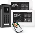 Produktbild: Entri Video Türsprechanlage, Aufputz Türklingel mit Kamera, Smartphone App, 1 Familienhaus, Video Türklingel, 2x7 Zoll HD-Monitor, Full HD Kamera, Gegensprechanlage mit Türöffner und Klingel 2 Draht