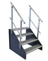 Produktbild: SRM Design Außentreppe 4 Stufen Standtreppe Breite 130cm Höhe 63cm anthrazit beids. Geländer