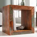 Produktbild: Massiver Beistelltisch JAKARTA 45cm Bunt Cube recyceltes Holz Nachttisch Regal