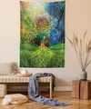 Produktbild: ABAKUHAUS Ethnisch Wandteppich, Baum im Tal Spirale Zweig Gleichgewicht Mutter Erde Kunst Illustration Drucken, aus Weiches Mikrofaser Stoff Wand Dekoration Für Schlafzimmer, 150 x 110 cm,Grün blau