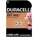 Produktbild: Duracell Spezialzellen 357/303 Silberoxid-Knopfzelle 1,55 V, 2er-Packung (SR44/V357/V303/SR44W/SR44SW) entwickelt für die Verwendung in Uhren, Taschenrechnern und medizinischen Geräten