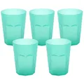 Produktbild: Engelland - 5 x Plastikbecher, Trinkbecher, Hellgrün, Frostoptik, 400 ml, Eichstrich, bruchfest, stapelbar, Mehrweg, Kunststoff, wiederverwendbar, Party-Becher, Trink-Glas