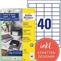 Produktbild: AVERY Zweckform Abziehhilfe QuickPEEL,ultragrip Universaletiketten 6126 Selbsthaftend DIN A4 Weiß 48,5 x 25,4 mm 10 Blatt à 40 Etiketten