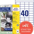 Produktbild: AVERY Zweckform 6126 Adressaufkleber (400 Klebeetiketten, 48,5x25,4 mm auf A4, bedruckbare Universaletiketten, selbstklebende Adressetiketten mit ultragrip, ideal fürs HomeOffice) 10 Blatt, weiß