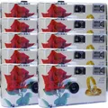 Produktbild: 10x PHOTO PORST Einwegkamera Partykamera Hochzeitskamera Edition rote Rose+Ringe je 27 Aufnahmen (10er Pack)