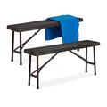 Produktbild: Relaxdays Bierbank 2er Set, Faltbare Partybank für Terrasse & Garten, Kunststoff, Campingbank HBT: 42x100x25 cm, braun