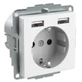 Produktbild: Elso WDE002179 Steckdose mit erhöhtem Berührungsschutz und USB-Ladegerät 2,4 A, Exxact, weiß glänzend