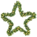 Produktbild: Kunstgirlande Weihnachtsgirlande mit Licht Batterie Tannengirlande Weihnachtsstern, Salcar, 55 cm Weihnachtsstern aus Girlande, 240 Spitzen und 50 LEDs Warmweiß 55 cm