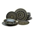 Produktbild: CreaTable 23588 MANDALA GOLD schwarz Geschirrset Teller Set 12 tlg. Tafelservice