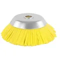 Produktbild: S&R Reinigungsbürste Unkrautbürste 200 mm x 25,4 mm, Nylon-Borsten gegen Unkraut, Moos, schonende Kegelbürste für Rasentrimmer, Motorsense, Freischneider gelb